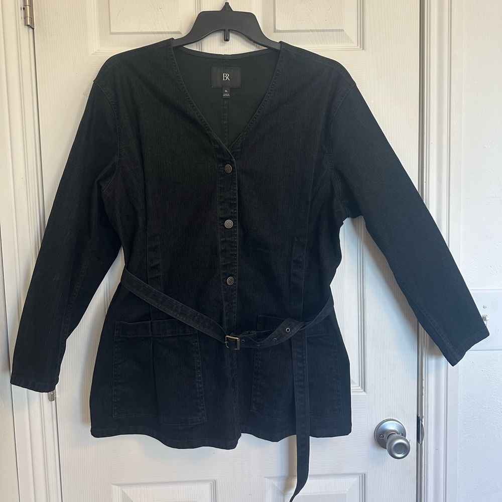 Banana Republic Black Belted Jean Jacket